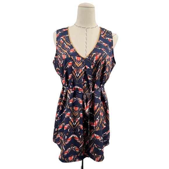 A Pea In The Pod Sleeveless V Neck Patterned Belted Tunic Maternity Womens Small - Picture 1 of 10